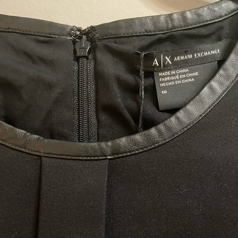 Armani Exchange Faux-Leather Mini Dress, Size 10 - Picture 9 of 13